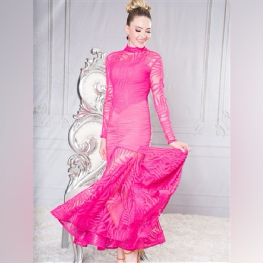DANCE AMERICA Long Angelica Dress Candy Pink Size S NEW